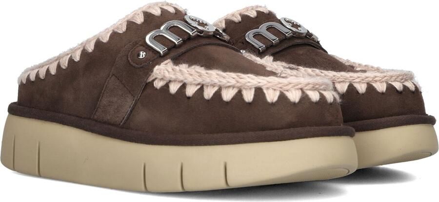 MOU Pantoffels Dames Bounce Clog Metal Logo Maat: 41 Materiaal: Suède Kleur: Bruin