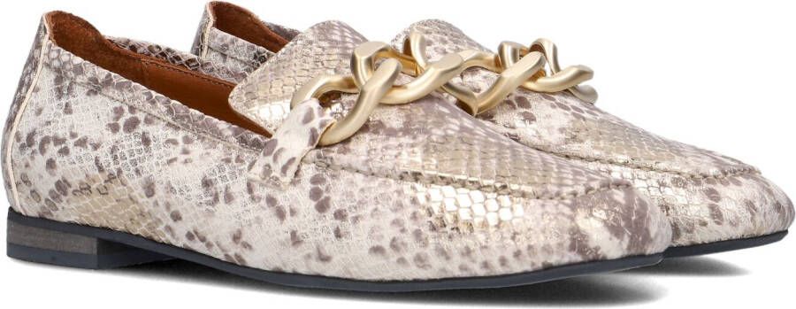 Notre-v Beige Leren Loafers met Slangenprint Beige Dames