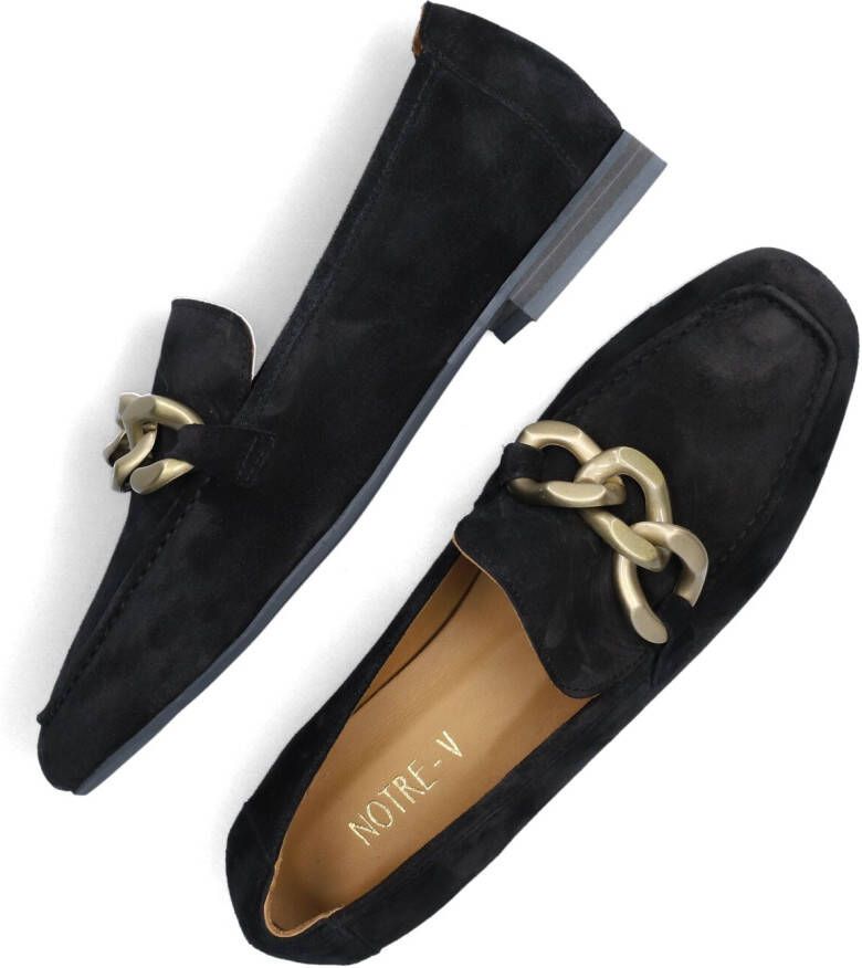 Notre-v Blauwe Suède Loafers met Gouden Detail Blue Dames