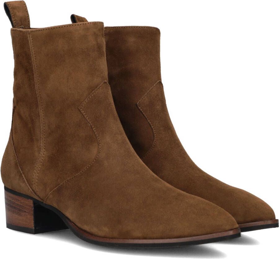 Notre-V 3221 Enkellaarsjes Enkelboots met rits Dames Cognac