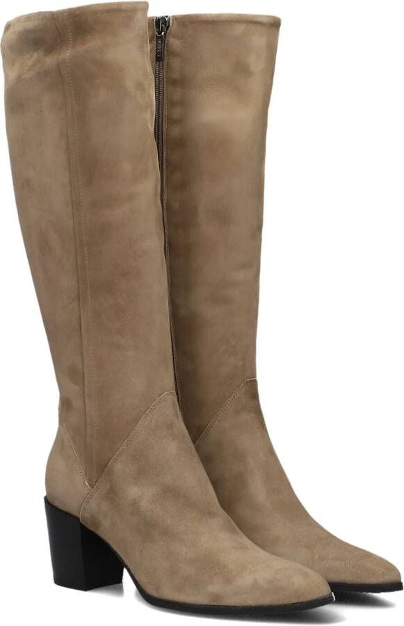 Notre-v Taupe Suede Hoge Hak Laarzen Beige Dames