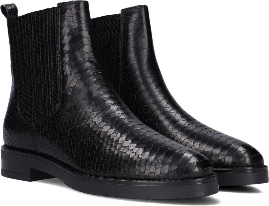 Notre-v Zwarte Chelsea Boots met Slangenprint Black Dames