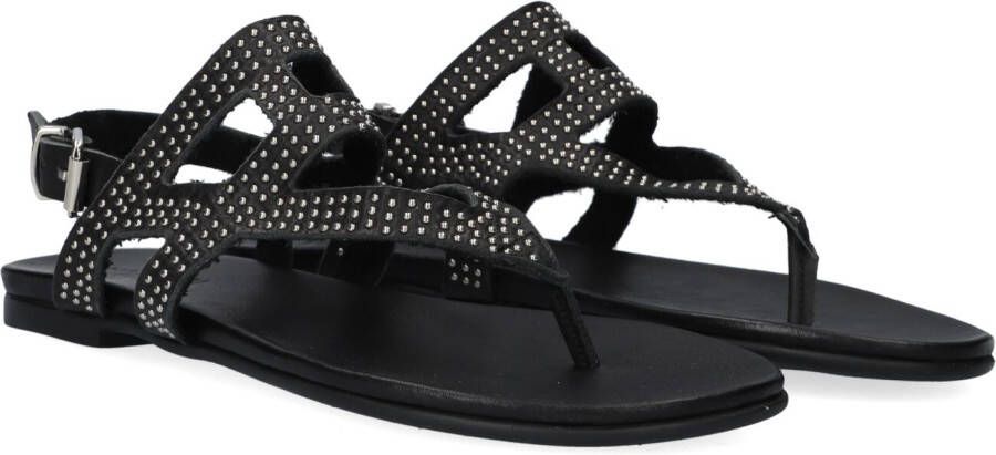 Notre-v Zwarte Leren Sandalen met Studs Black Dames