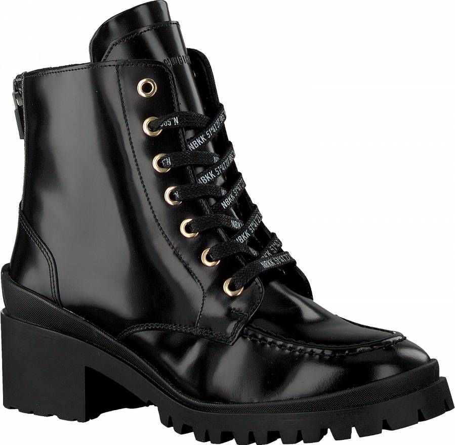 Nubikk Zwarte Leren Veterschoenen Jane Velas Black Dames