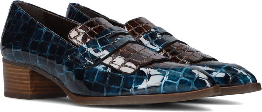 Pertini Instappers Dames Instapschoenen Damesschoenen Leer Dierenprint 32542 combi Blauw combi