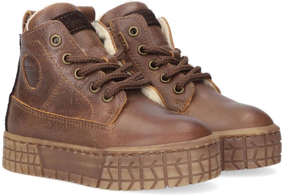 Bruin Tinten P2461 Hoge sneakers Leren Sneaker Jongens Bruin