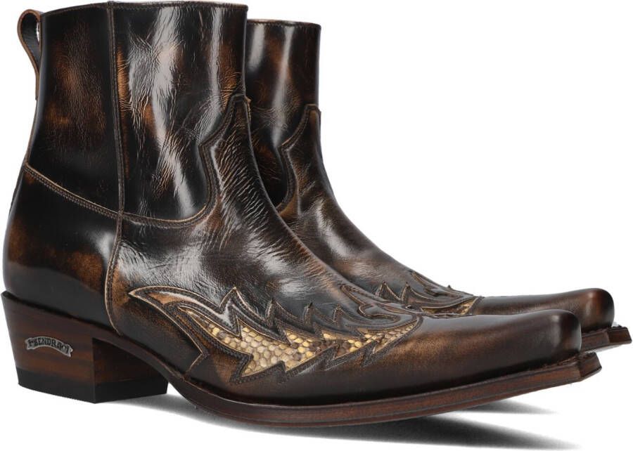 Sendra Heren Cowboy Laarzen met Vlam Patroon Brown Heren