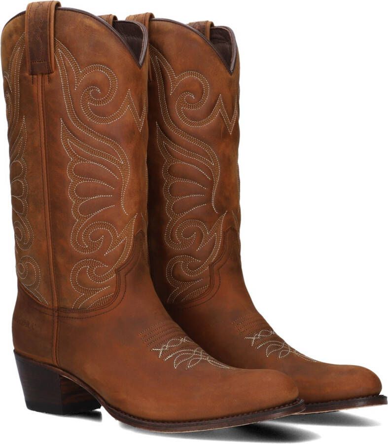 Sendra Cowboy geïnspireerde leren laarzen met vlammenpatroon Brown Dames