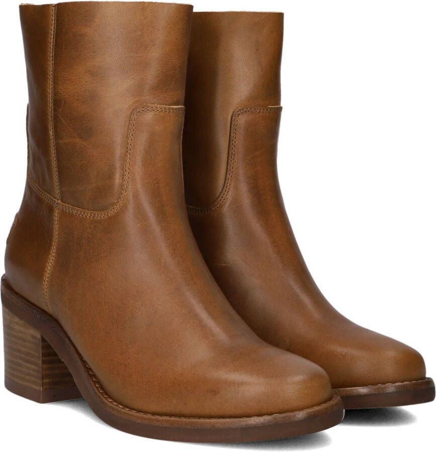 SHABBIES Enkellaarsjes Dames Puk Ankie Maat: 37 Materiaal: Leer Kleur: Cognac