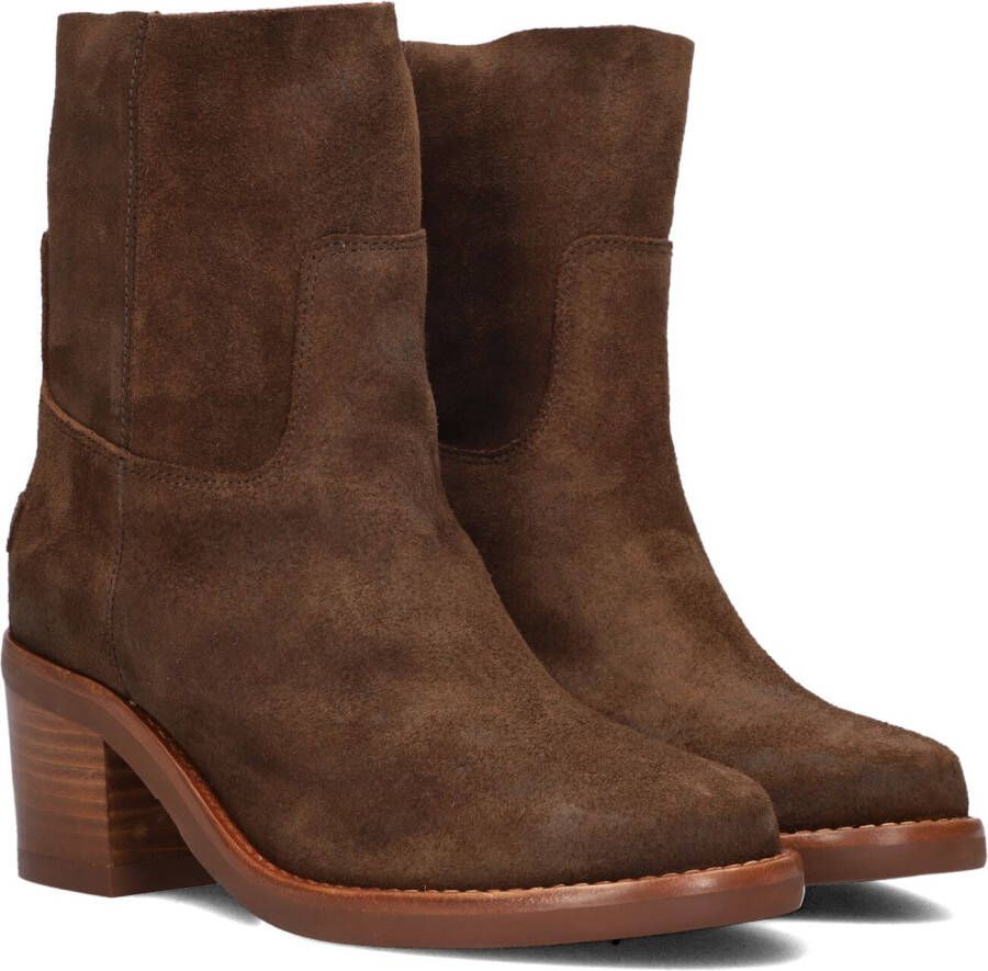 SHABBIES Enkellaarsjes Dames Puk Ankie Maat: 37 Materiaal: Suède Kleur: Bruin