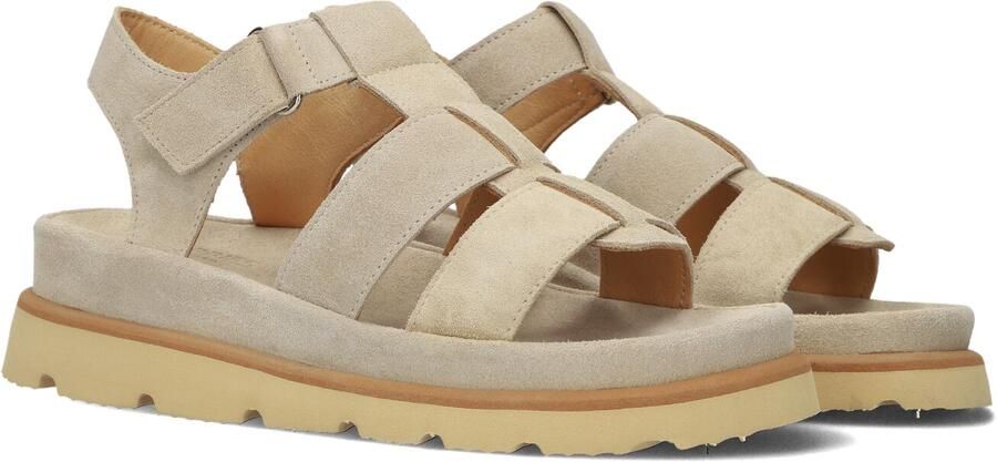 Shabbies Amsterdam Shabbies Dames Sandalen met hak Wana Sandal Beige Suède Plateauzool