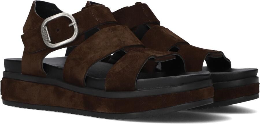 Shabbies Amsterdam Shabbies Dames Sandalen met hak Maro Bold Bruin Suède Plateauzool
