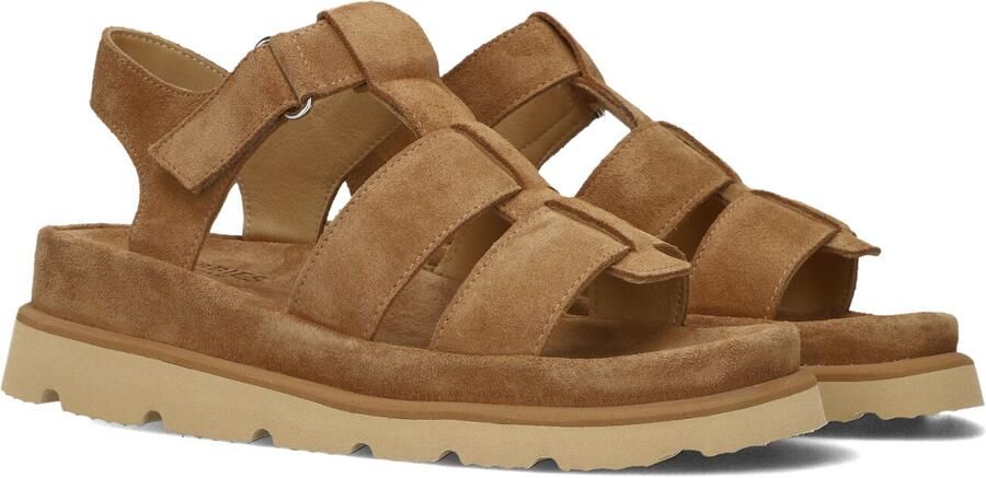 Shabbies Amsterdam Shabbies Dames Sandalen met hak Wana Sandal Camel Suède Plateauzool