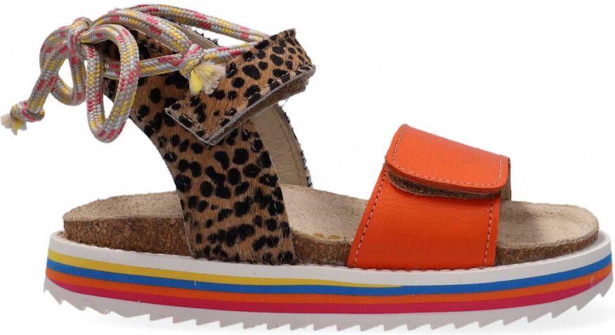 Shoesme leren sandalen bruin oranje Meisjes Leer Dierenprint 28