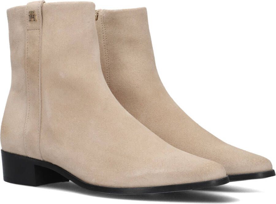 TOMMY HILFIGER Beige Enkellaarsjes Th Suede Pointy Zip Bootie