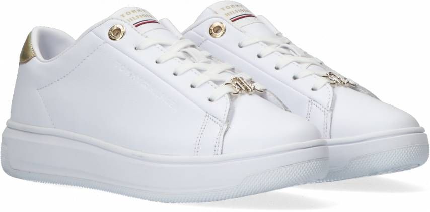 Tommy Hilfiger Sneakers in wit voor Dames Metallic Leather Cupsole Schoenen