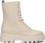 Bruin Tinten Monochromatic Lace Up Boot Veterboots Laarzen Met Veters Dames Beige - Thumbnail 11