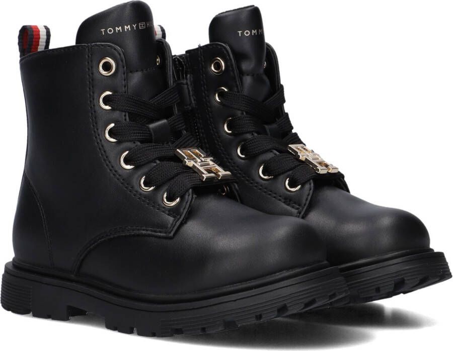 Tommy Hilfiger veterboots zwart Meisjes Polyester Effen 29