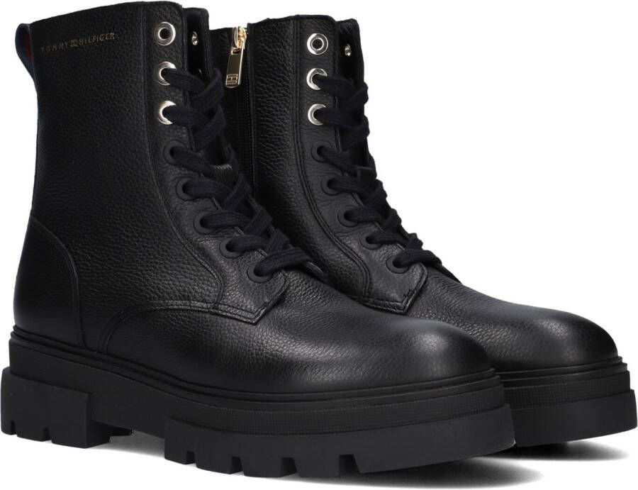 Tommy Hilfiger Zwarte Bicolor Veterschoenen van Leer Black Dames