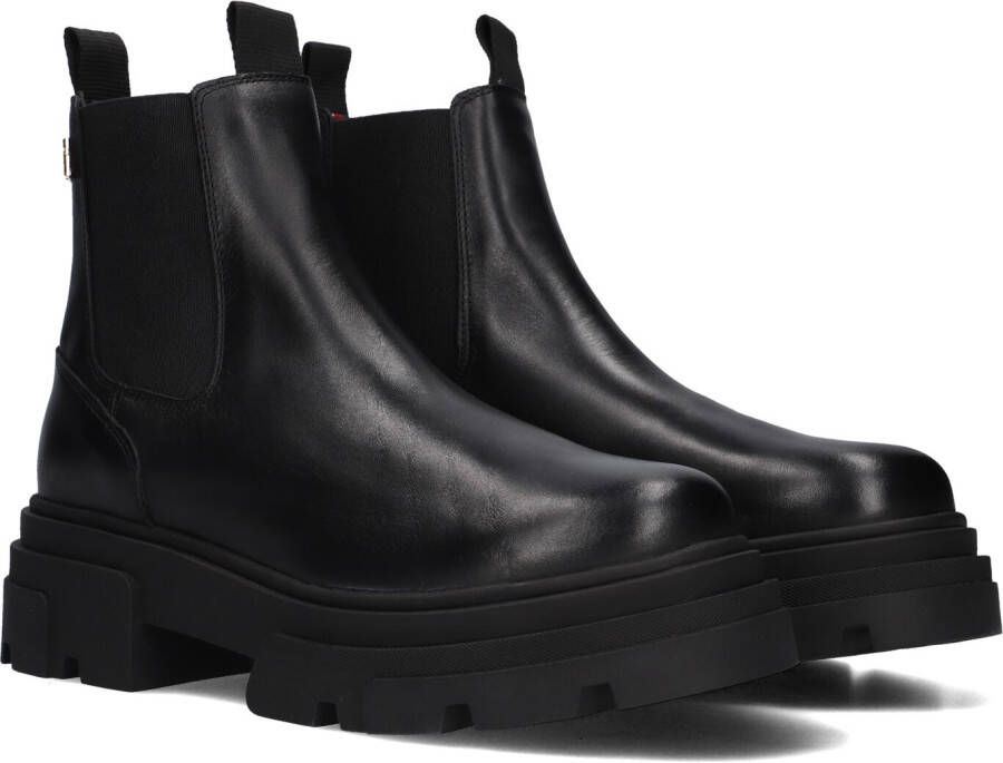 Tommy Hilfiger Chelsea-boots COMBAT LEATHER LOW CHELSEA hakken enkellaars chunky boots met twee aantrek-lussen