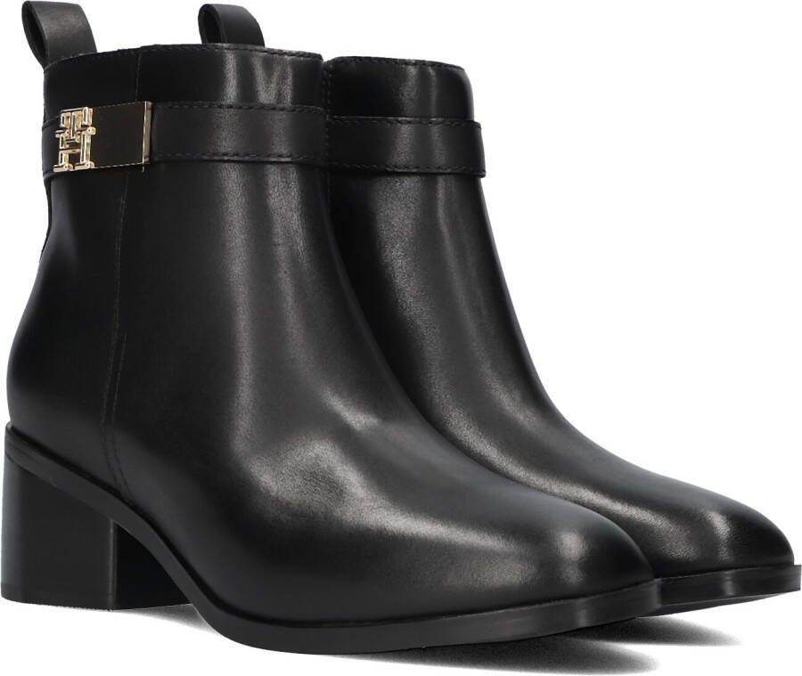 TOMMY HILFIGER Zwarte Enkellaarsjes Logo Mid Heel Bootie