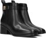 TOMMY HILFIGER Enkellaarsjes Dames Logo Mid Heel Bootie Maat: 37 Materiaal: Leer Kleur: Zwart - Thumbnail 1