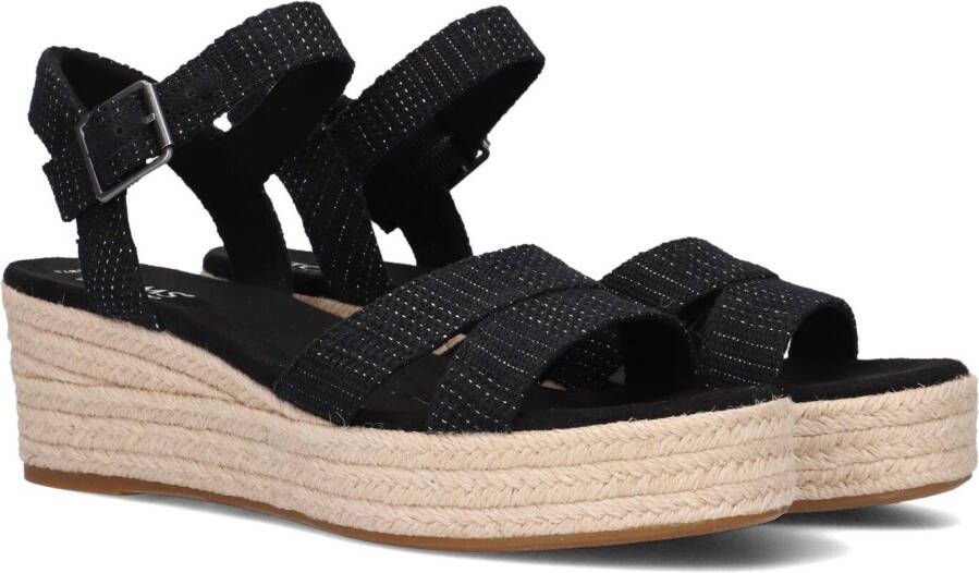 TOMS Audrey linnen sandalen met sleeha Zwart Textiel Sandalen met hak Dames
