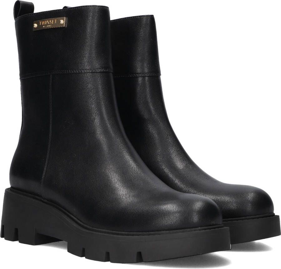 TWINSET MILANO Enkelboots Dames 242tcp056 Maat: 39 Materiaal: Leer Kleur: Zwart