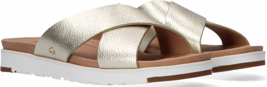 Ugg Kari Metallic Slide Sandalen voor Dames in Gold | Leder