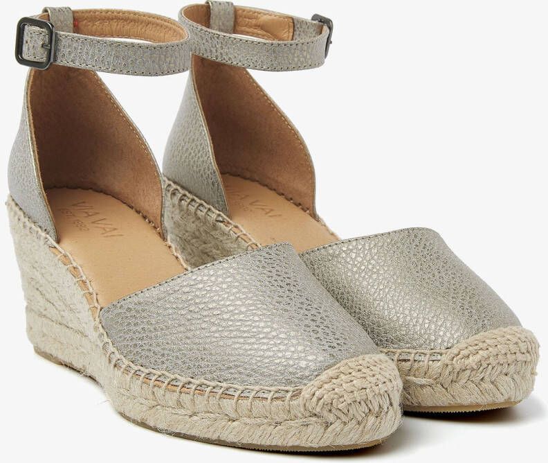VIA VAI Sandalen met Hak Dames Flora Braid Maat: 37 Materiaal: Leer Kleur: Grijs