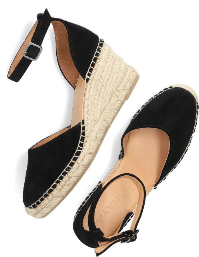 VIA VAI Espadrilles Dames Flora Braid Maat: 36 Materiaal: Suède Kleur: Zwart