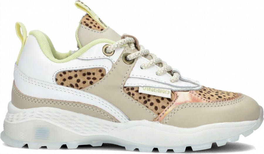 Vingino dy II leren sneakers met dierenprint beige multi