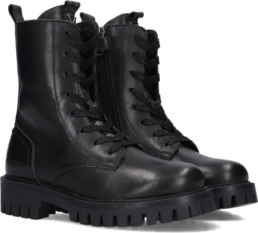 Vingino VIN825581-589 Meisjes Biker Boots Zwart Leer Veters