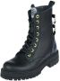 Develab Meisjes Zwarte Leren Veterboots Black Dames - Thumbnail 3