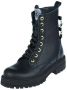 Develab Meisjes Zwarte Leren Veterboots Black Dames - Thumbnail 3