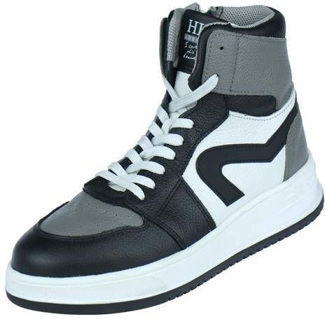 Hip leren sneakers zwart grijs wit Jongens Leer Meerkleurig 36