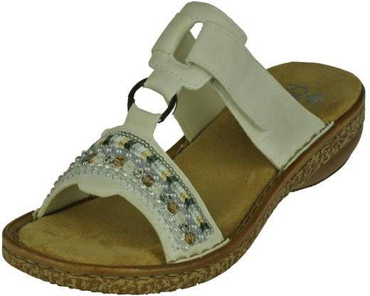 Rieker Slippers sleehak zomerschoen pantoffels met pailletten- en parelrand - Foto 5