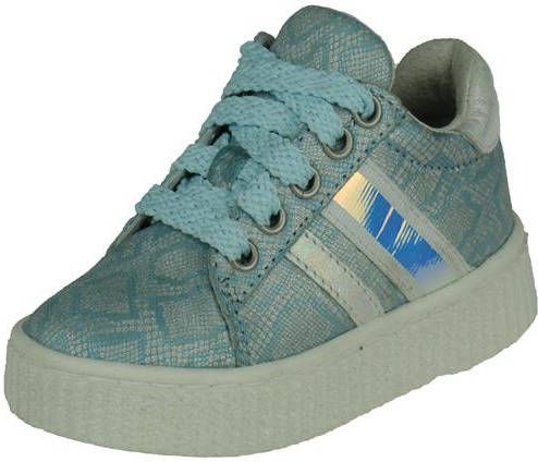 Twins Blauw metallic sneaker met zilver accent