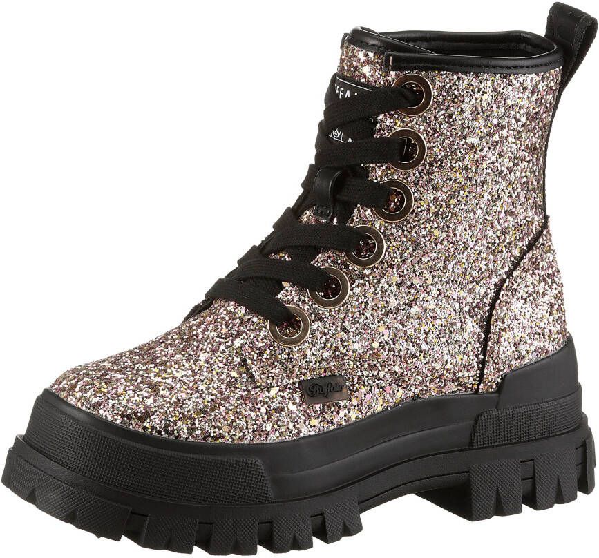 Buffalo Veterschoenen ASPHA LACE UP veterschoenen plateaulaarzen hakken met glitter