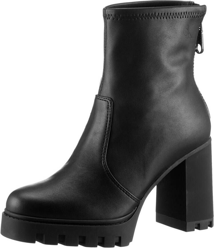 Calvin Klein Highheel-laarsjes HEEL PLATFORM ZIP BOOT MG NAPPA ankleboots enkellaars blokhak met hielrits