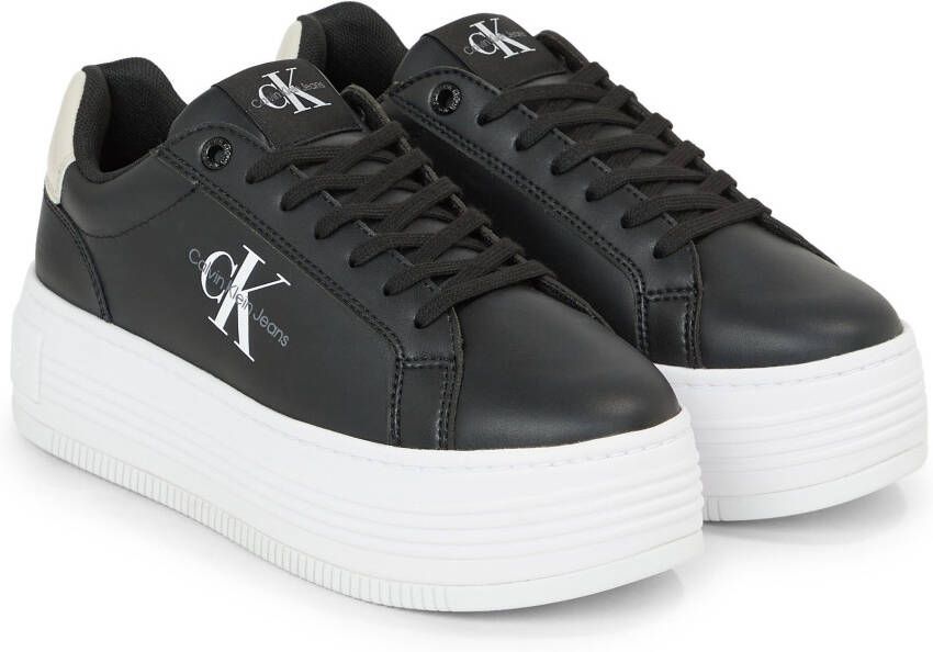 Calvin Klein Plateausneakers BOLD PLATF LOW LACE LTH ML MTL met zijlogo vrijetijdsschoen halve schoen veterschoen