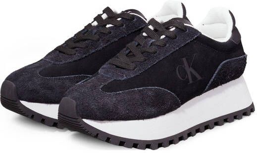 Calvin Klein Plateausneakers RUNNER LACEUP ML SUEDE freizeitschoen veterschoen halfschoen met zij ck-logo