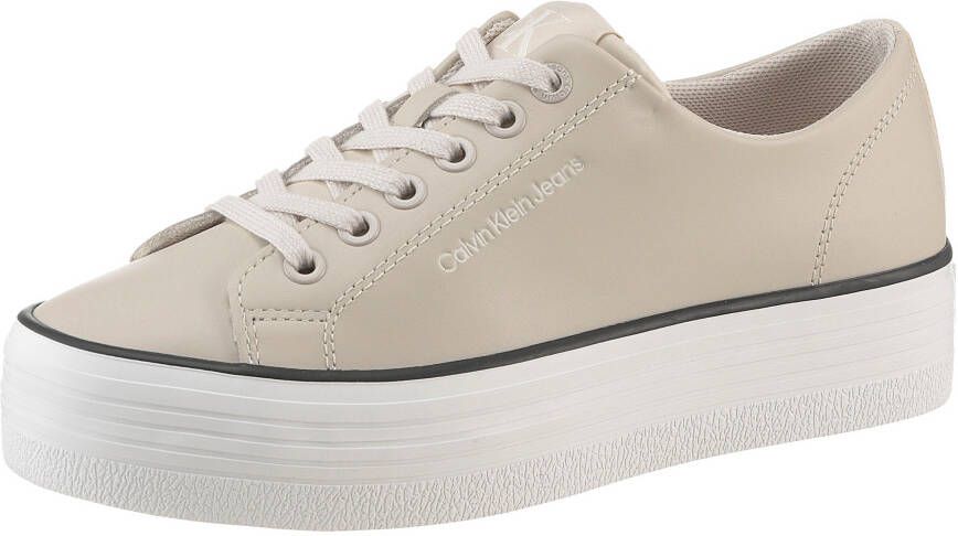 Calvin Klein Sneakers BOLD VULC FLATF LOW LTH IN lage schoen veterschoen vrijetijdsschoen met ck-logo op de hak