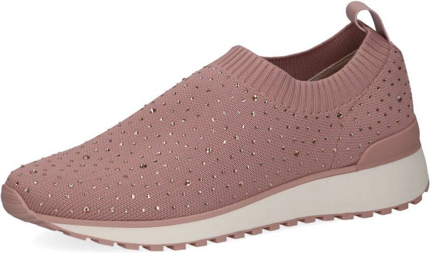 Caprice Slip-on sneakers slipper vrijetijdsschoen halfhoge schoen met fonkelende strass-steentjes