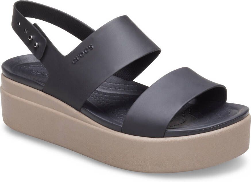 Crocs sandalen met riem brooklyn low wedge w Zwart-7 (37-38)