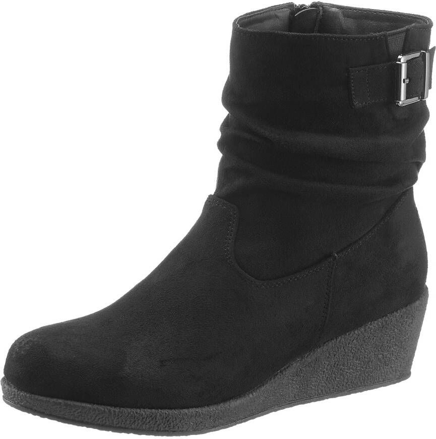 Aniston SHOES Laarsjes met sleehak keilboots casual enkellaars met slouchy schacht nieuwe collectie