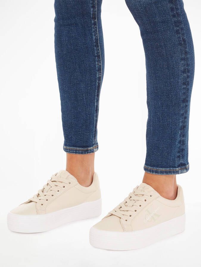 Calvin Klein Plateausneakers BOLD VULC FLATF LOW MIX ML MTR met zachte schacht vrijetijdsschoen halfhoge schoen veterschoen