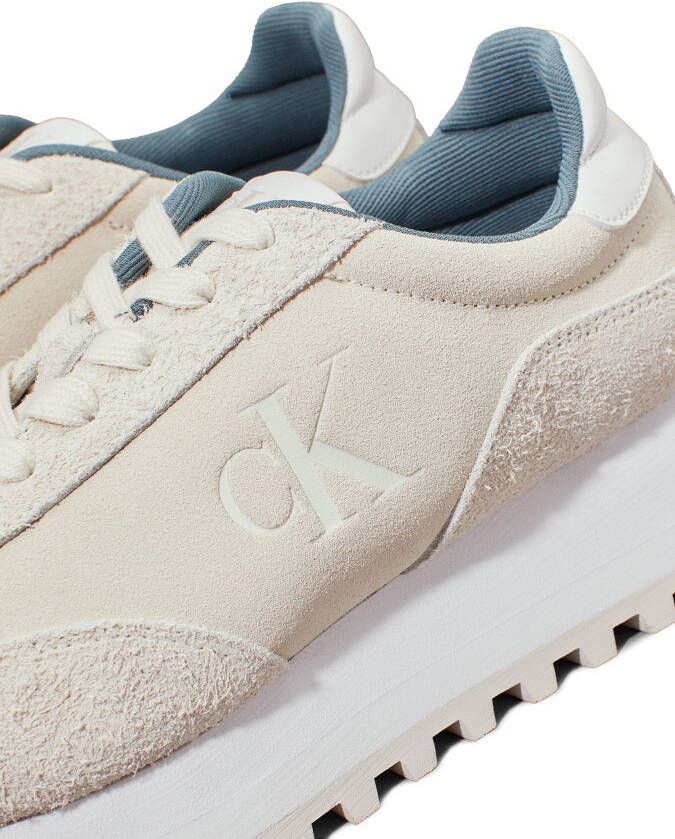 Calvin Klein Plateausneakers RUNNER LACEUP ML SUEDE freizeitschoen veterschoen halfschoen met zij ck-logo