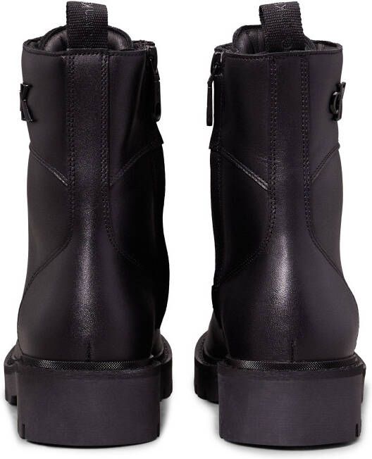 Calvin Klein Veterschoenen COMBAT BOOT MID ZIP LTH IN CALF blokhak veterschoen enkellaars met zij ck-sieraad