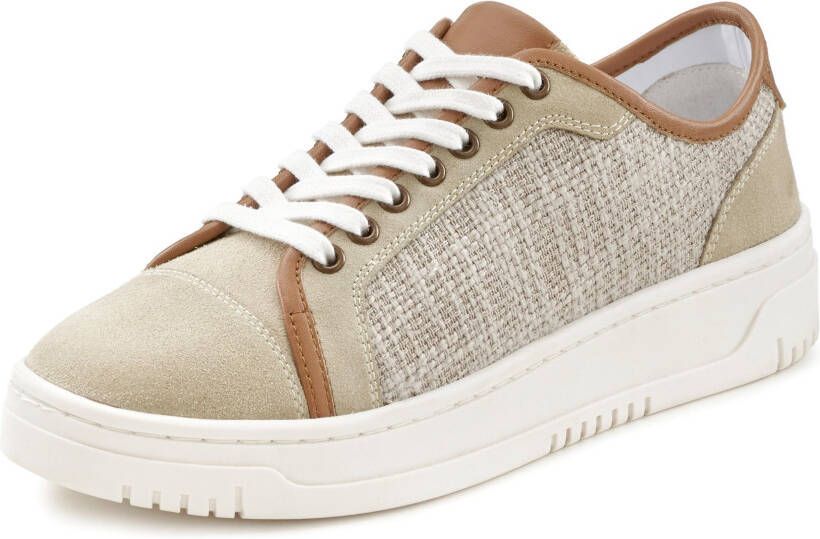 Elbsand Sneakers van leer met bastslook veterschoenen vrijetijdsschoenen